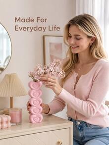 Joivida Stacked Heart‑Shaped Ceramic Vase With Smooth Glossy Finish, Holds Fresh Or Dried Flowers. Works As Chic Tabletop Decor For Living Room And Bedroom. - multicolor - View 11