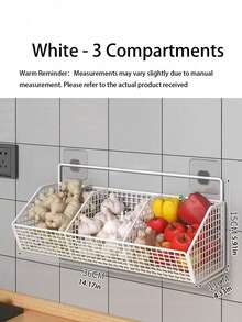Durable Metal Wall-Mounted Kitchen Basket Rack, Multi-Functional Kitchen Storage Organizer, Can Hang Spices, Garlic, Onions, Vegetables, Effectively Improve Kitchen Space Utilization And Reduce Clutter - Black - View 12