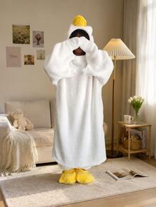 2Pcs Oversized Hooded Blanket Parka – Ultra Warm Down Alternative Wearable Blanket With Pockets, Soft Flannel Sherpa Lined Robe, Cozy Lounge Wear Gift Set With Slippers - Multicolor - View 6