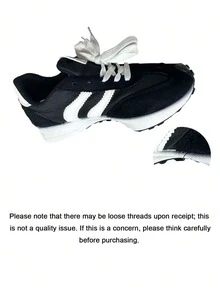Thick Heel Vintage Sports Shoes, Snug Upper, Suitable For Running, Women'S Shoes - Black - View 9