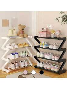 Kệ đựng giày 4 tầng hình chữ Z cỡ lớn, dễ lắp ráp không cần dụng cụ, kệ lưu trữ nhựa hồng xếp chồng, phù hợp cho nhà ở, ký túc xá và phòng khách, thiết kế sàn tiết kiệm không gian, kệ sắp xếp giày - Xem 7