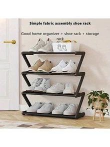 Kệ đựng giày 4 tầng hình chữ Z cỡ lớn, dễ lắp ráp không cần dụng cụ, kệ lưu trữ nhựa hồng xếp chồng, phù hợp cho nhà ở, ký túc xá và phòng khách, thiết kế sàn tiết kiệm không gian, kệ sắp xếp giày - Xem 3