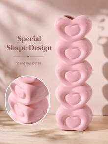 Joivida Stacked Heart‑Shaped Ceramic Vase With Smooth Glossy Finish, Holds Fresh Or Dried Flowers. Works As Chic Tabletop Decor For Living Room And Bedroom. - multicolor - View 3