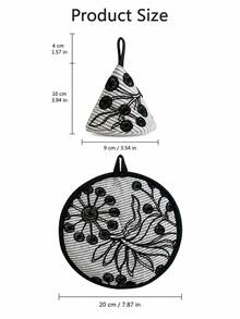 Haus Hana Vintage Style Triangle Heat Resistant Pot Holder, Kitchen Anti-Scald Mitt & Insulated Trivet Pad For Hot Pots, Pans, Baking Dishes, Dining Table, Kitchen Counter, Cooking, Baking, Holiday & Housewarming Gift - Multicolor - View 3