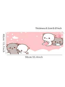 1PC Cute Cartoon Cats Large Mouse Pad Pink Desk Mat Rubber Base Mousepad Big Computer Mouse Mat For Office Home Dorm Back To School Gaming Mouse Pad - View 3