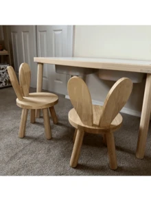 Wooden Stool With Rabbit Ears, A Wooden Photography Prop, Creative Small Stool, Shoe-Changing Stool, Animal-Designed Chair, For Room Decoration And Studio Photography Props, Living Room, Kitchen, Classroom.Christmas Decorations - Multicolor - View 2