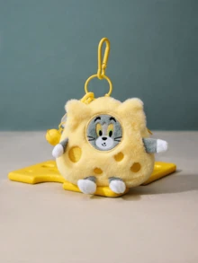 TOM & JERRY X Joivida 1pc And Cheese Design Mini Hanging Plushless Stuffed Bag, Cute Cartoon Purse, Fun Novelty D R For Backpack, Handbag Or Keychain , A Unique Personalized Gift For Birthday, Anniversary Or Any Cheese-Loving Pet Fan - Yellow - View 1
