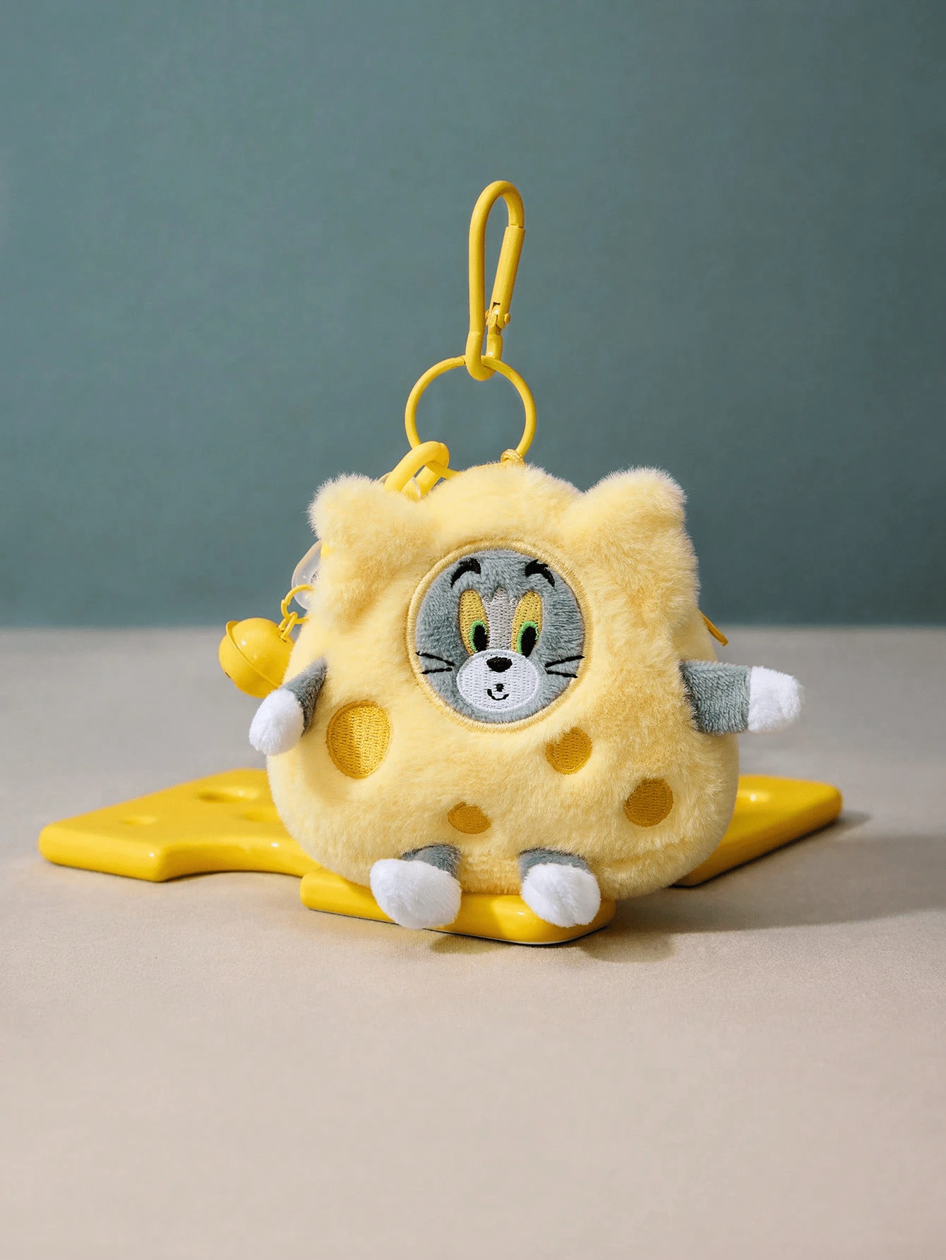 TOM & JERRY X Joivida 1pc And Cheese Design Mini Hanging Plushless Stuffed Bag, Cute Cartoon Purse, Fun Novelty D R For Backpack, Handbag Or Keychain , A Unique Personalized Gift For Birthday, Anniversary Or Any Cheese-Loving Pet Fan - Yellow - View 1