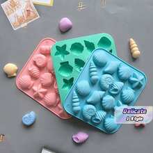 1/3 PiecesSilicone Mold Set In Shell And Starfish Shape, 12 Cavity, Chocolate And Ice Cube Molds, Handcrafted Home Baking Tools, Gift For Dad - View 1