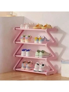 Kệ đựng giày 4 tầng hình chữ Z cỡ lớn, dễ lắp ráp không cần dụng cụ, kệ lưu trữ nhựa hồng xếp chồng, phù hợp cho nhà ở, ký túc xá và phòng khách, thiết kế sàn tiết kiệm không gian, kệ sắp xếp giày - Xem 10