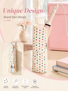 Joivida Colorful Polka‑Dot Heat‑Resistant Storage Bag For Hair Curlers, Comes With Hanging Loop For Wall Storage. It Keeps Hot Styling Tools Safely Stored, Great For Bathroom And Travel Use. - Multicolor - View 11