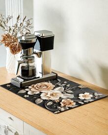 1pc 3D Floral Pattern Absorbent Drying Mat, New Waterproof Kitchen Counter Drying Pad, Soft Silicone Slip-Resistant Quick-Dry Mat For Kitchen, Suitable For Coffee Makers And More - Multicolor - View 5