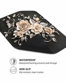 1pc 3D Floral Pattern Absorbent Drying Mat, New Waterproof Kitchen Counter Drying Pad, Soft Silicone Slip-Resistant Quick-Dry Mat For Kitchen, Suitable For Coffee Makers And More - Multicolor - View 6