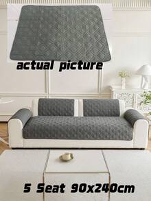 Grey Checkerboard Sofa Cover Waterproof Non Slip Cushion Protection Modern Home Decor Stretchable Fit Machine Washable All Season Use - Dark Grey - View 12