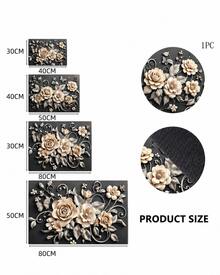 1pc 3D Floral Pattern Absorbent Drying Mat, New Waterproof Kitchen Counter Drying Pad, Soft Silicone Slip-Resistant Quick-Dry Mat For Kitchen, Suitable For Coffee Makers And More - Multicolor - View 2