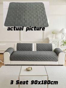 Grey Checkerboard Sofa Cover Waterproof Non Slip Cushion Protection Modern Home Decor Stretchable Fit Machine Washable All Season Use - Dark Grey - View 13