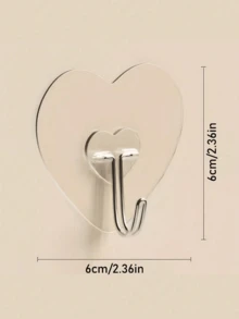 5/10/20PCS Strong Clear Adhesive Wall Hooks No Drill Waterproof Rustproof Heart Shaped Multipurpose Organizer For Kitchen Bathroom Towels Keys Bags Autumn Back To School Decor Easy Install - View 4