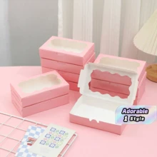 40pcs Disposable Paper Cookie Boxes With Clear Window - Square Packaging Boxes For Macarons And Donuts, Suitable For Parties, Birthdays And Festive Gatherings - Sturdy And Food Containers For Candy, Chocolate, Pastries, Party Favors, - Pink - View 1