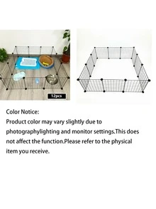 12 piezas Paneles de malla de hierro forjado DIY, combinables libremente Valla para mascotas / Jaula para hámster / Accesorios para jaula de conejo - Multicolor - Ver 3