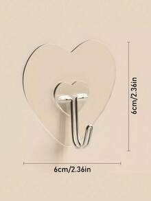 5/10/20PCS Strong Clear Adhesive Wall Hooks No Drill Waterproof Rustproof Heart Shaped Multipurpose Organizer For Kitchen Bathroom Towels Keys Bags Autumn Back To School Decor Easy Install - View 7