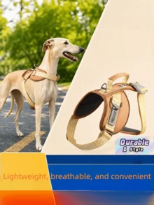 大中型犬用透氣馬卡龍高階狗狗胸背帶式牽繩 - 深棕色 - 查看 1