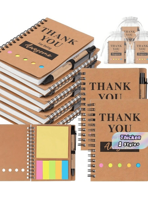 1 Set Spiral Inspiration Notebook, Thank You Gift, Employee Appreciation Gift, Comes With Sticky Notes, Inspirational Pen