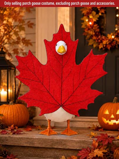 Fall Leaf Goose Outfit For For 23'' Plastic/Cement Statue Lawn Porch Goose Maple Leaf Autumn Thanksgivng Clothes Outdoor Patio Decor(The Goose Statue Is Not Included)