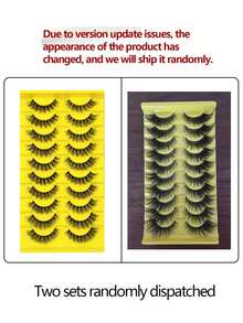 10 Pairs 5D Fluffy False Eyelashes, Black Band, Natural Soft, Crossed Cat‑Eye Lashes, Full Strip Eyelashes - Natural Lashes - View 7