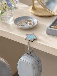 Zazumi 1pc Glitter Butterfly Star Table Bag Hanger, Polished Silver‑Tone Metal Foldable Handbag Hook, Decorative Desktop Bag Holder , Portable Table Edge Accessory Hook ,Apartment Friendly Kitchen, Travel; Great Gift For Spring Or Mother's Day. - Multicolor - View 7