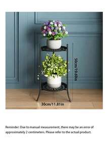 1pc Minimalist European Style Double-Layer Metal Flower Stand, Floor Standing Flower Rack, For Living Room And Indoor Space Decor - multicolor - View 7