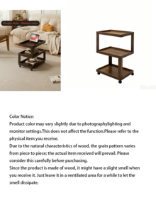 3 Layer Geometric Aesthetic Design Solid Wood Living Room Side Table, Camphor Wood Material Bedside Table, Movable Bedside Table With Headboard Storage Rack, Simple And Modern Bamboo Small Side Table, Creative - Multicolor - View 5