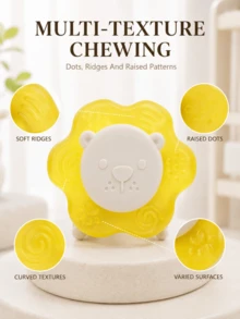 Lion-Shaped Cooling Teether For Babies,Water-Filled EVA And Silicone Teething Toys With Textured Chewing Surfaces And Easy-Grip Handles,Refrigeratable Infant Teether,Cooling Teethers For Babies,Newborn Gifts,Baby Stuff,Sensory Toys,Newborn Toys - Multicolor - View 6