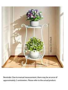 1pc Minimalist European Style Double-Layer Metal Flower Stand, Floor Standing Flower Rack, For Living Room And Indoor Space Decor - multicolor - View 10