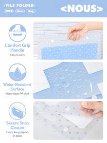 Haus Hana Tas File Organizer Tahan Air Genggam, Tas File A4 Motif Polkadot, Tas Transparan untuk Klasifikasi Mata Pelajaran Siswa, Alat Tulis Siswa yang Lucu dan Modis, Tas Penyimpanan dan Pengorganisasian Kertas, Hadiah Penting untuk Awal Musim Sekolah - Beraneka warna - View 13