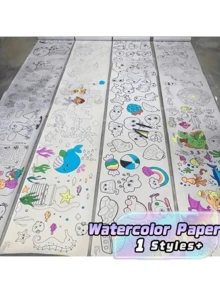 5 Rolls Of Graffiti Paper, One Roll Is 90cm Long, Extra Long Drawing Paper, Graffiti Scroll, Can Be Cut, Suitable For Coloring Painting, New Year's Gift, Halloween Christmas Gift - White - View 1