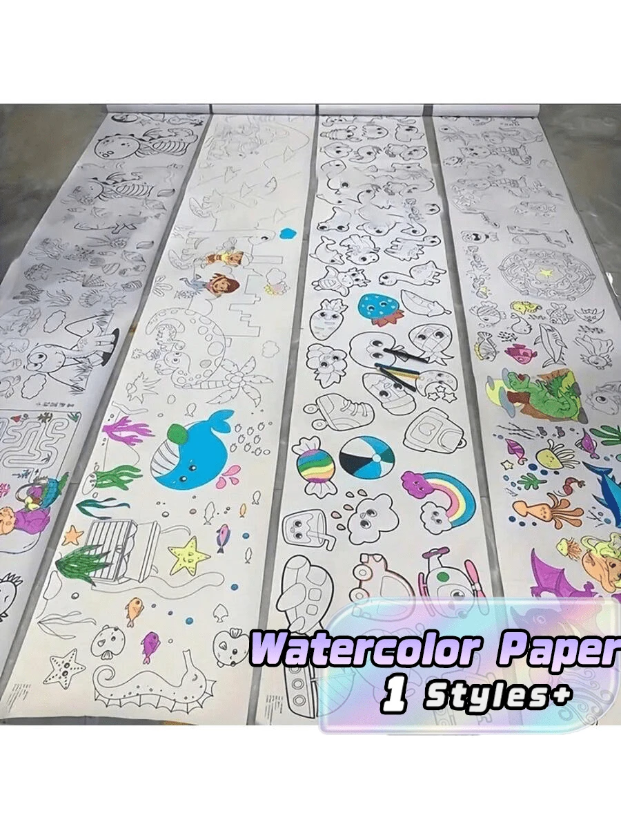5 Rolls Of Graffiti Paper, One Roll Is 90cm Long, Extra Long Drawing Paper, Graffiti Scroll, Can Be Cut, Suitable For Coloring Painting, New Year's Gift, Halloween Christmas Gift - White - View 1