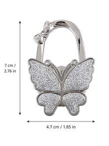 Zazumi 1pc Glitter Butterfly Star Table Bag Hanger, Polished Silver‑Tone Metal Foldable Handbag Hook, Decorative Desktop Bag Holder , Portable Table Edge Accessory Hook ,Apartment Friendly Kitchen, Travel; Great Gift For Spring Or Mother's Day. - Multicolor - View 4