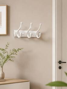1/2/3Pcs Cream White Three Hook Wall Mounted Clothes Hanger Heavy Duty Strong Load Bearing Door Back Coat Rack Entryway Hallway Garment Hook Organizer Wall Hanging Storage Hook For Home Entry Interior Decoration Closet Accessory - Multicolor - View 5