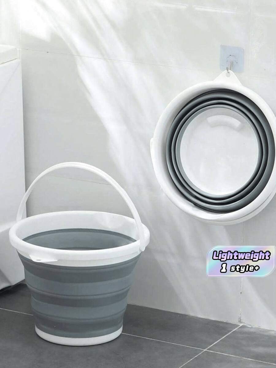 1pc Foldable Round Water Bucket Portable Collapsible Plastic Pail Space Saving Lightweight Multipurpose For Outdoor Camping Travel Fishing Car Wash Foot Soak Home Storage Supplies Gift - Multicolor - View 1