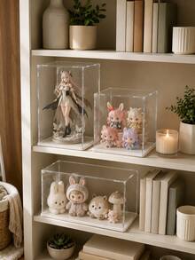 Zazumi 1pc White Base High-Definition Collectible Display Box, Assembled Transparent Acrylic Box, Alternative To Glass Box, Used For Displaying Figurines, Dolls, Ornaments, Home Storage & Organization, Gift Box - Multicolor - View 6