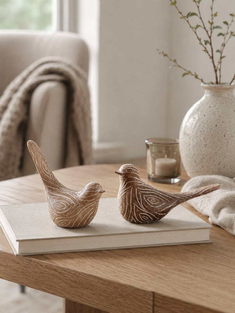 Haus Hana Resin Woodcut Patterned Bird Ornaments, Creative Desktop Decorations, Living Room Home Soft Furnishings, Home Decoration Resin Crafts, Modern Simple And Fashionable Home Decorations, Essential For Home Decoration, Suitable For Office And Art Gallery. - multicolor - View 1