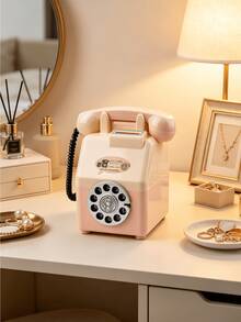 1PC Large Capacity Creative Retro Telephone Shaped Coin Bank Durable Resin Vintage Phone Piggy Bank Ornament Photo Prop Desk Decoration Gift For Home Office Study Room - nostalgia - View 10
