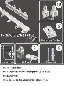 1 Set - Flexible Bendable Ceiling Curtain TrackInstallation Track With Curtain Track System, Room Divider, Curtain Rod, RV Ceiling Curtain Track, White - white - View 14