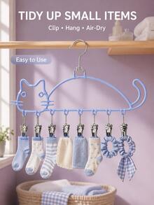 Joivida Cute Cat‑Shaped Multi‑Clip Hanging Drying Rack, Household Sock & Underwear Hanger For Student Dorm, Long‑Lasting, Wet & Dry Usable, Rust‑Resistant, Non‑Slip, Gentle To Garments, Space‑Saving Closet Organizer For Socks, Lingerie And Small Daily Wear - View 17