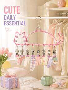 Joivida Cute Cat‑Shaped Multi‑Clip Hanging Drying Rack, Household Sock & Underwear Hanger For Student Dorm, Long‑Lasting, Wet & Dry Usable, Rust‑Resistant, Non‑Slip, Gentle To Garments, Space‑Saving Closet Organizer For Socks, Lingerie And Small Daily Wear - View 8