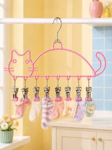 Joivida Cute Cat‑Shaped Multi‑Clip Hanging Drying Rack, Household Sock & Underwear Hanger For Student Dorm, Long‑Lasting, Wet & Dry Usable, Rust‑Resistant, Non‑Slip, Gentle To Garments, Space‑Saving Closet Organizer For Socks, Lingerie And Small Daily Wear - View 7
