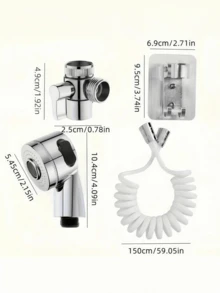 Faucet Extender With External Shower Head Durable Plastic Bathroom Adapter Easy Install No Power Needed Pet Bathing Accessory Fall Gift Modern Design - silver - View 5