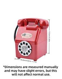 1PC Large Capacity Creative Retro Telephone Shaped Coin Bank Durable Resin Vintage Phone Piggy Bank Ornament Photo Prop Desk Decoration Gift For Home Office Study Room - nostalgia - View 3