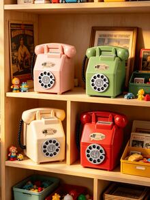 1PC Large Capacity Creative Retro Telephone Shaped Coin Bank Durable Resin Vintage Phone Piggy Bank Ornament Photo Prop Desk Decoration Gift For Home Office Study Room - nostalgia - View 11