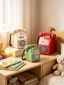 1PC Large Capacity Creative Retro Telephone Shaped Coin Bank Durable Resin Vintage Phone Piggy Bank Ornament Photo Prop Desk Decoration Gift For Home Office Study Room - nostalgia - View 6